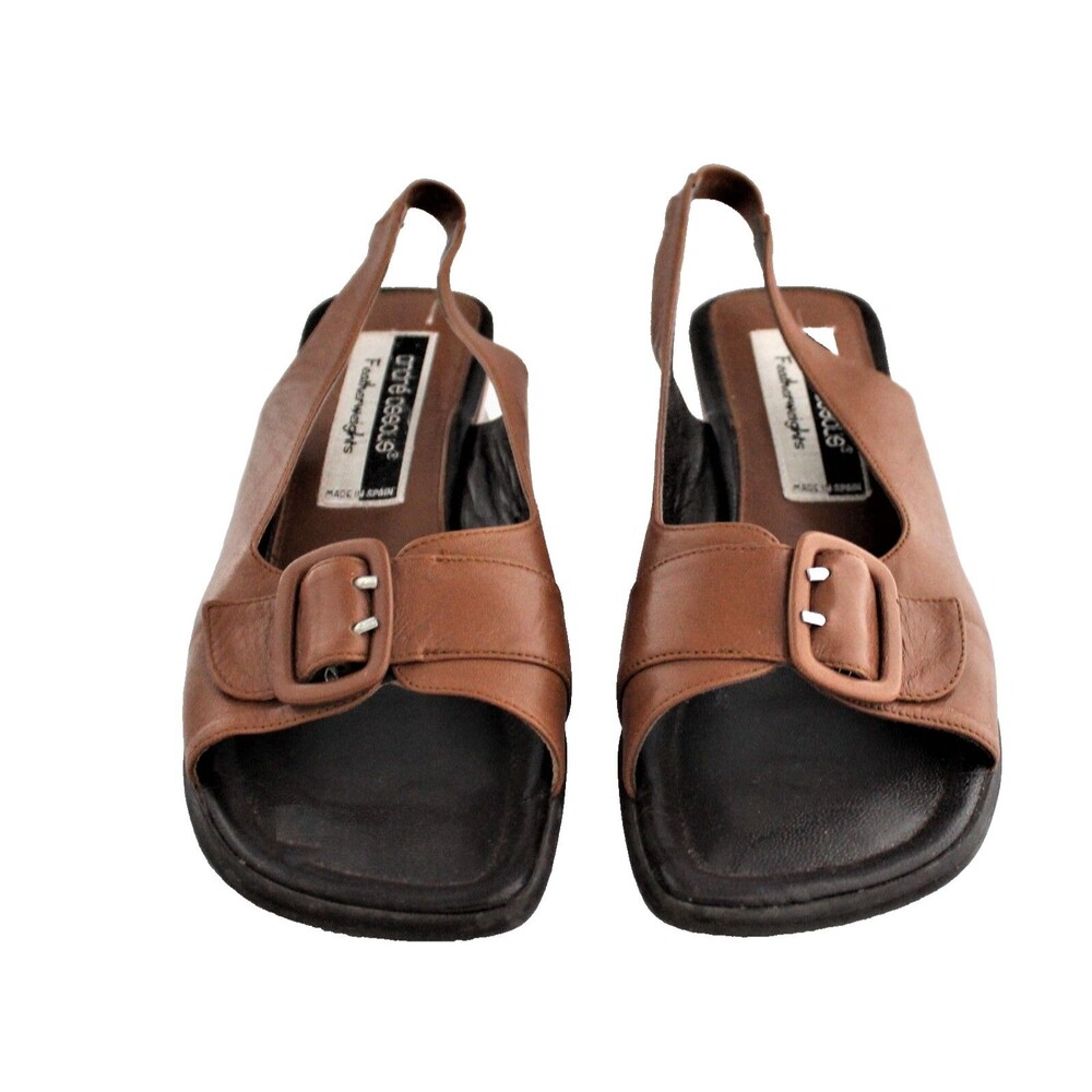 Andre Assous Women's Size 9 Featherweight Sandals Wedge Heel Sling Back Brown